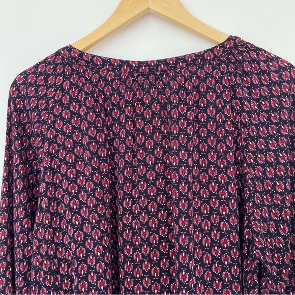 ADDITION ELLE NAVY/RED/PINK 100% RAYON GEOMETRIC PRINT BLOUSE W/TIE NECKLINE, 18 - Picture 6 of 12